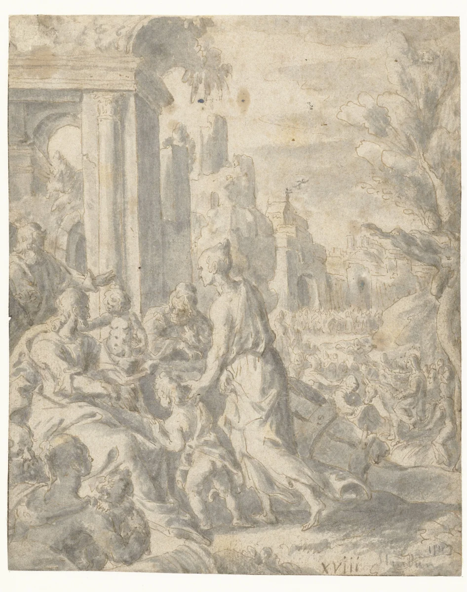 Christus laat de kinderen tot hem komen by anonymous, drawing, 1510