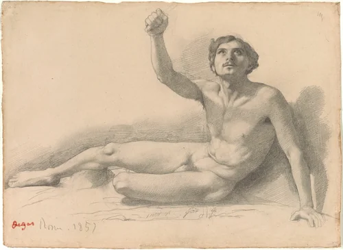 Study of a Male Nude by Edgar Degas, print, 1858