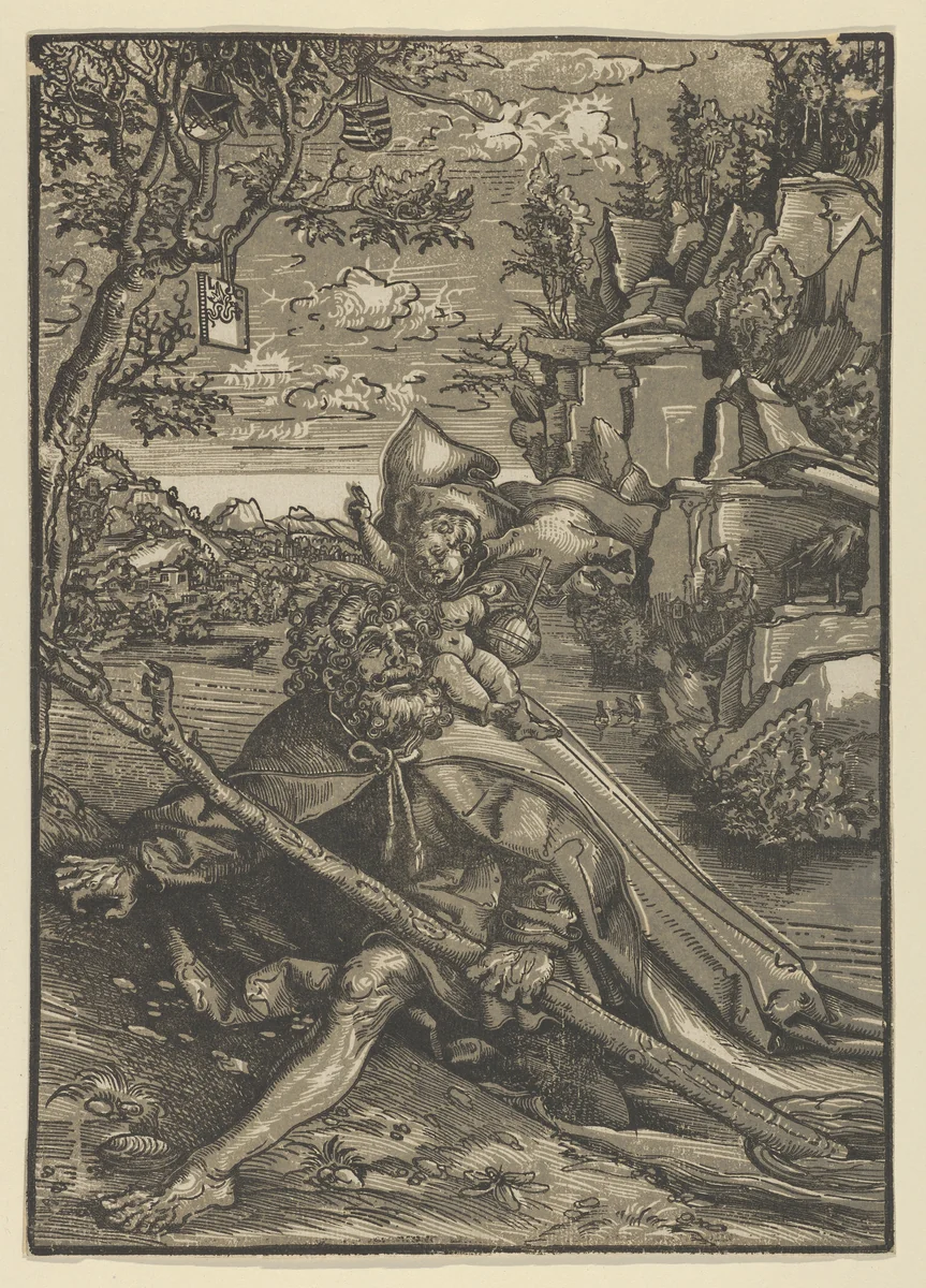 Saint Christopher by Lucas Cranach, print, 1506