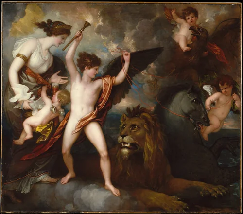 Omnia Vincit Amor, or The Power of Love in the Three Elements by Benjamin West, artwork, 1809