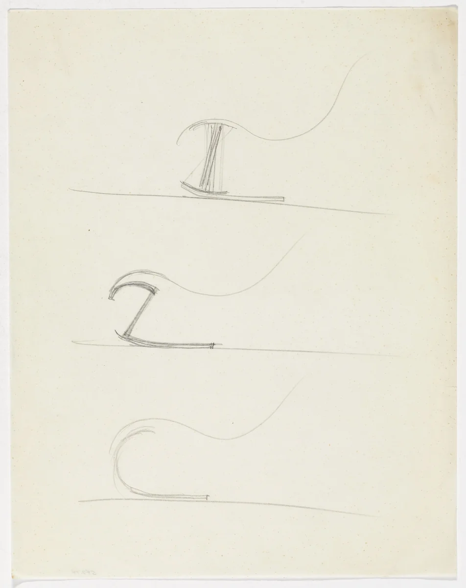 Reclining Chair without Arms (Three elevation sketches) by Ludwig Mies van der Rohe, mies van der rohe archive, 1926