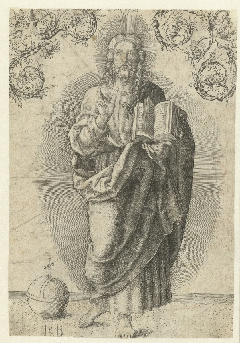 Staande Christus maakt zegenend gebaar by Unknown, print, 1510-1569