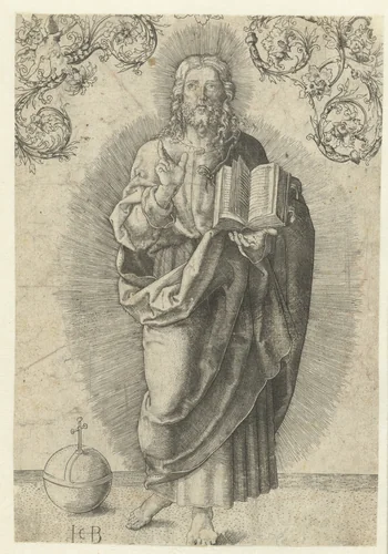 Staande Christus maakt zegenend gebaar by Unknown, print, 1510-1569