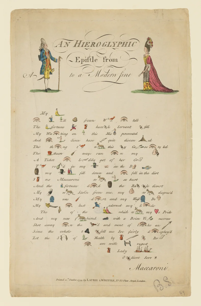 A Hieroglyphic Epistle by Whittle & Laurie, other, 1794-1804