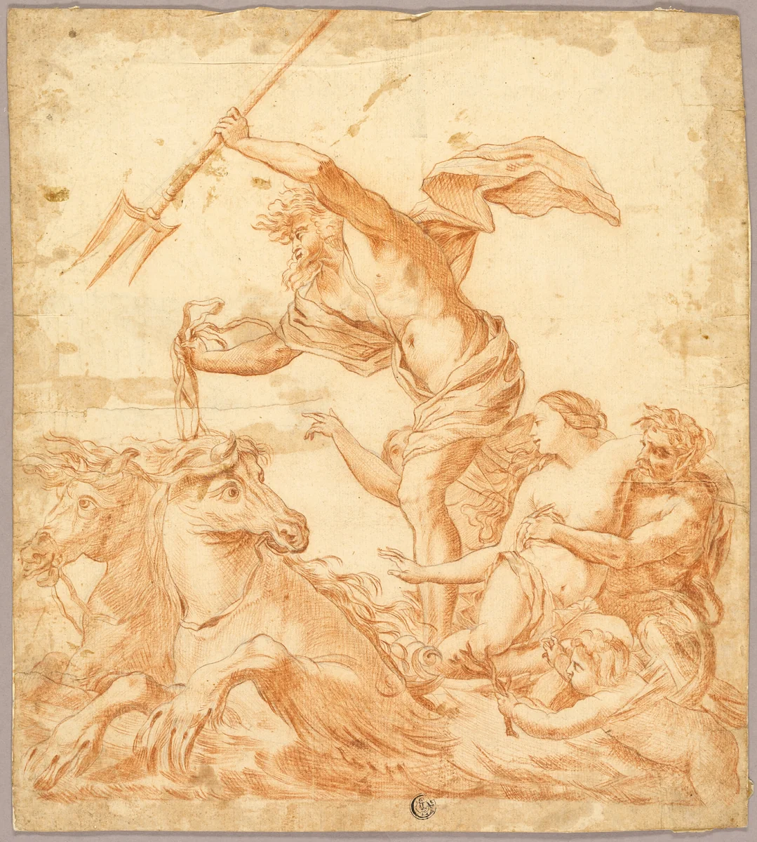 Triumph of Neptune by Simon Vouet, drawing, 1600-1699