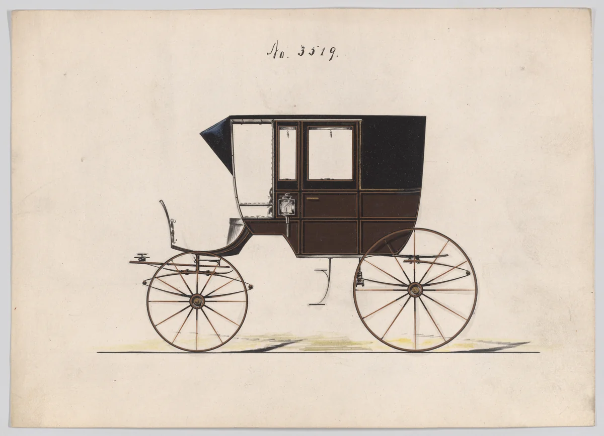 Design for 6 seat Rockaway, no. 3519 by Brewster & Co., drawing, 1879