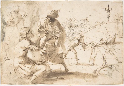 Figures by Francesco Allegrini, drawing, 1624-1663