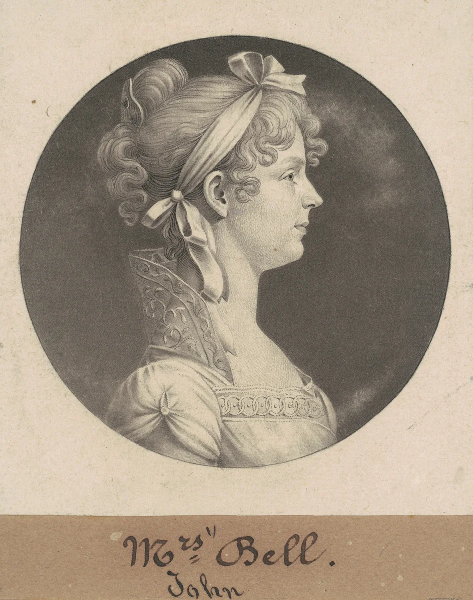Mary Ann Walker Bell by Charles B. J. Févret de Saint-Mémin, print, 1808