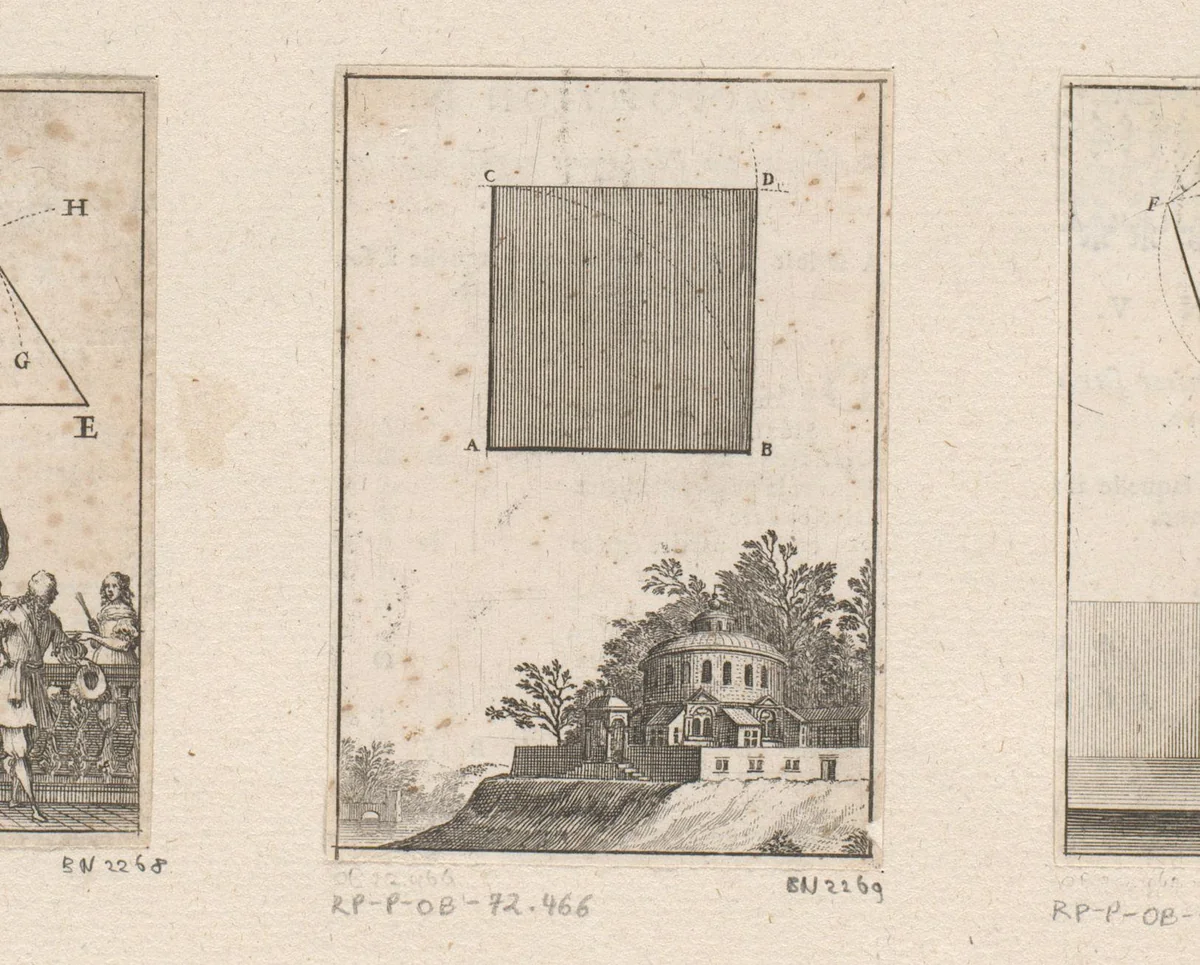 Vierkant met ronde kerk by Sébastien Leclerc, print, 1669