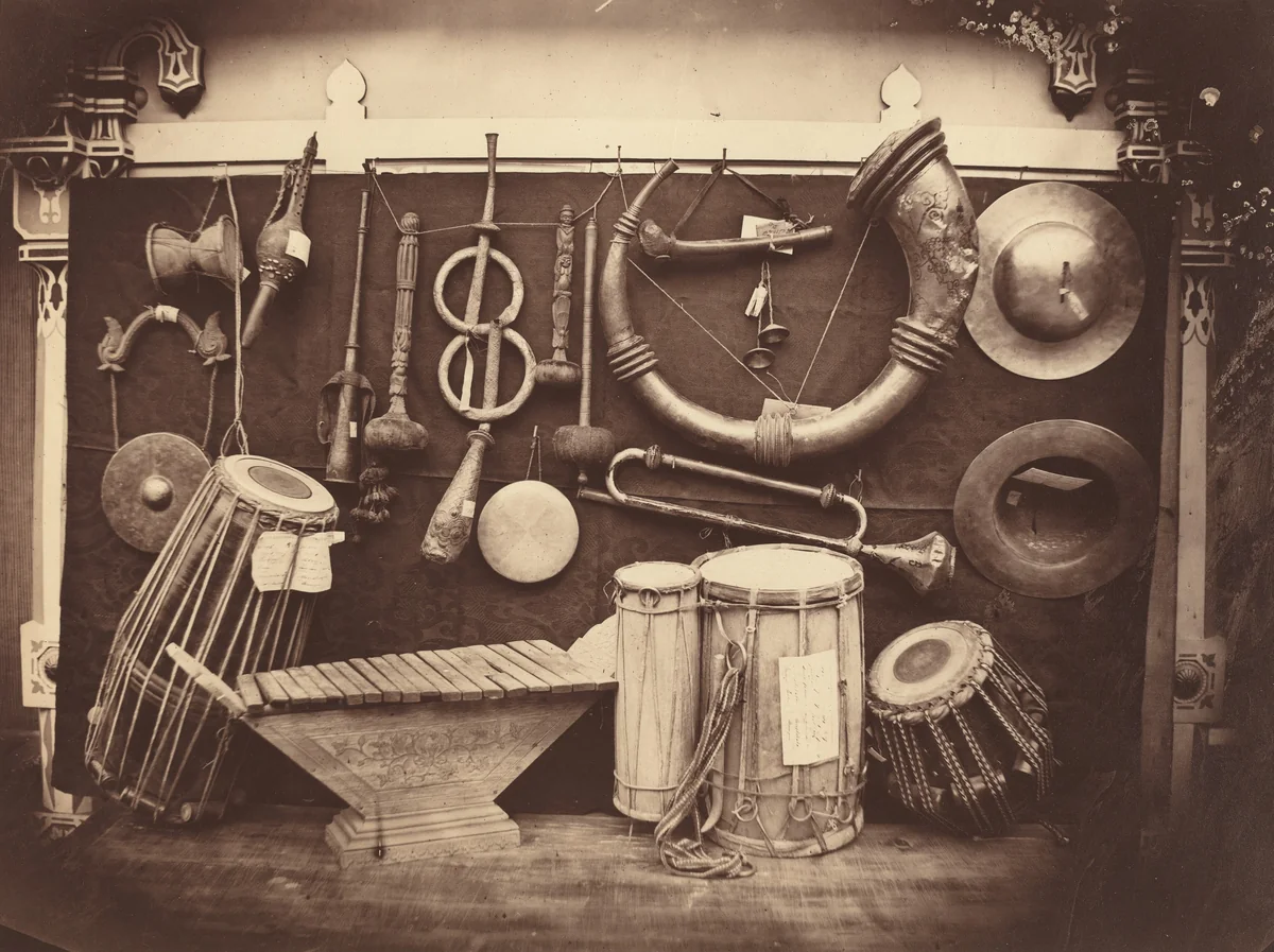Still Life of Musical Instruments by Edmond Lebel, photograph, 1853-1873