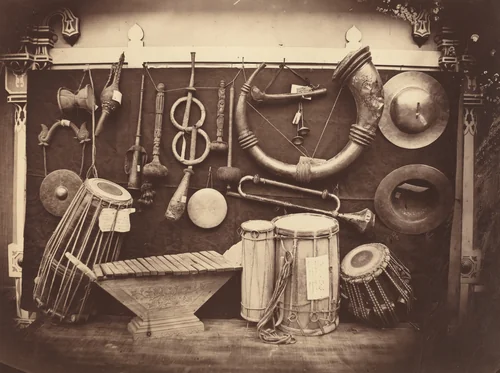 Still Life of Musical Instruments by Edmond Lebel, photograph, 1853-1873