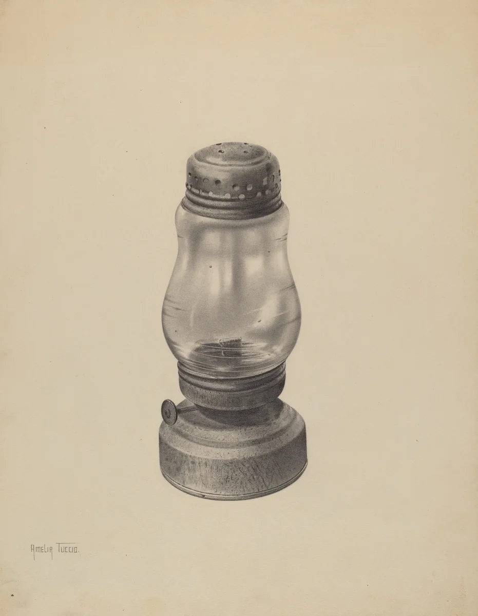 Kerosene Lantern by Amelia Tuccio, index of american design, 1939