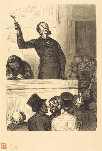 L'Hotel des ventes: le Commissaire-priseur by Charles Maurand; Honoré Daumier, portfolio, 1863