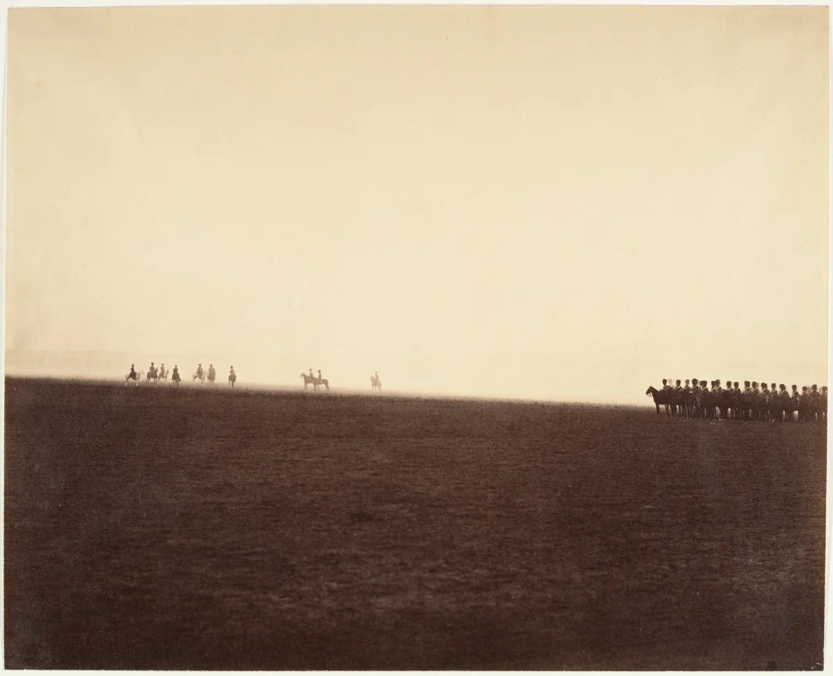 [Cavalry Maneuvers, Camp de Châlons] by Gustave Le Gray, photograph, 1857