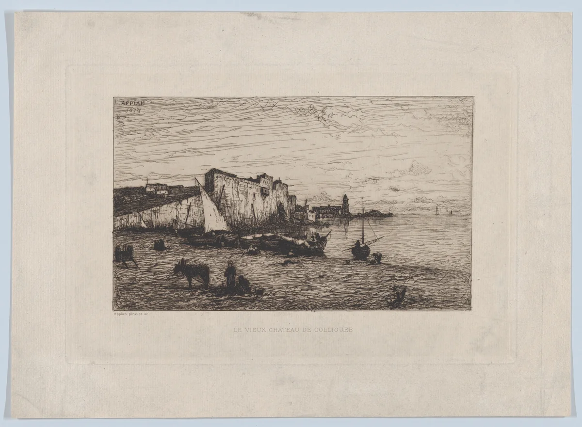 The Old Castle of Collioure by Adolphe Appian, print, 1878