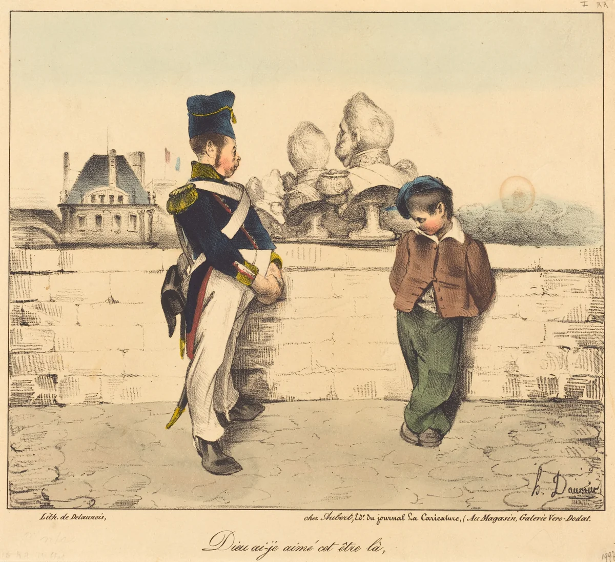 Dieu ai-je aimé cet être la by Honoré Daumier, print, 1831