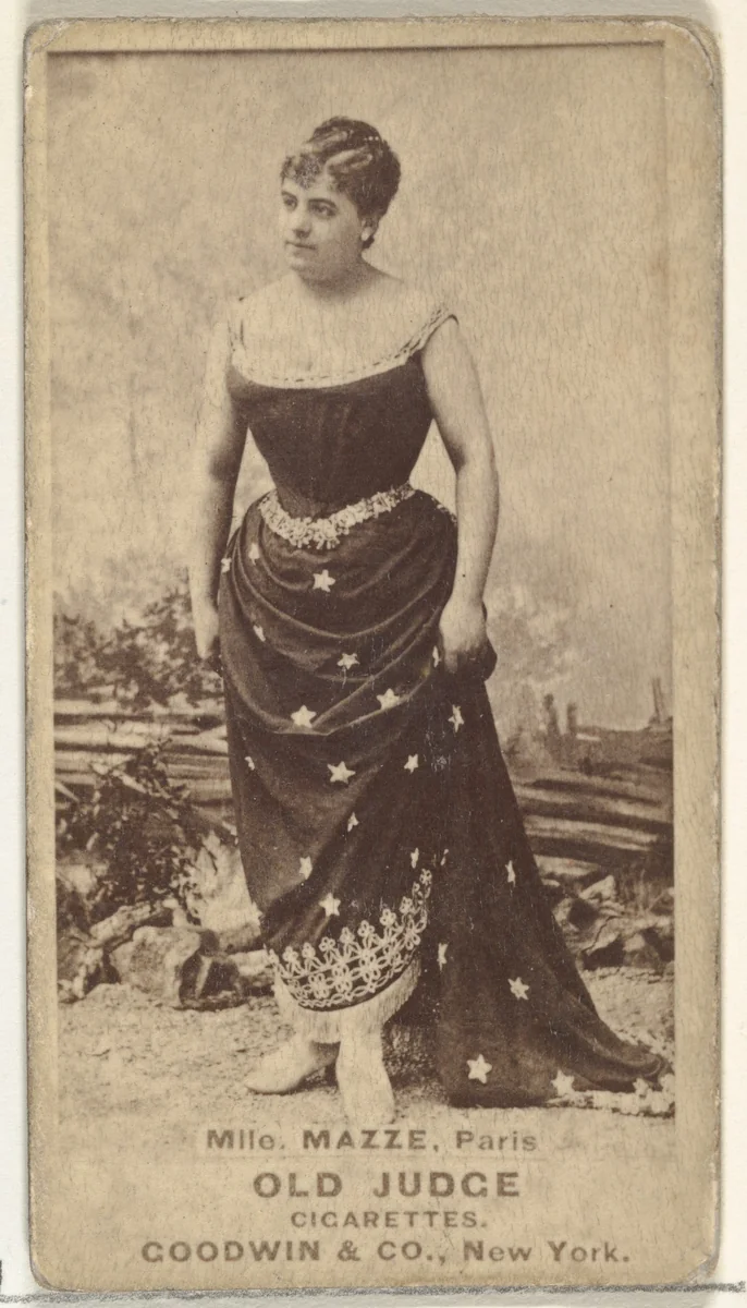 Mlle. Mazze, Paris, from the Actors and Actresses series (N171) for Old Judge Cigarettes by Goodwin & Company, photograph, 1886-1890