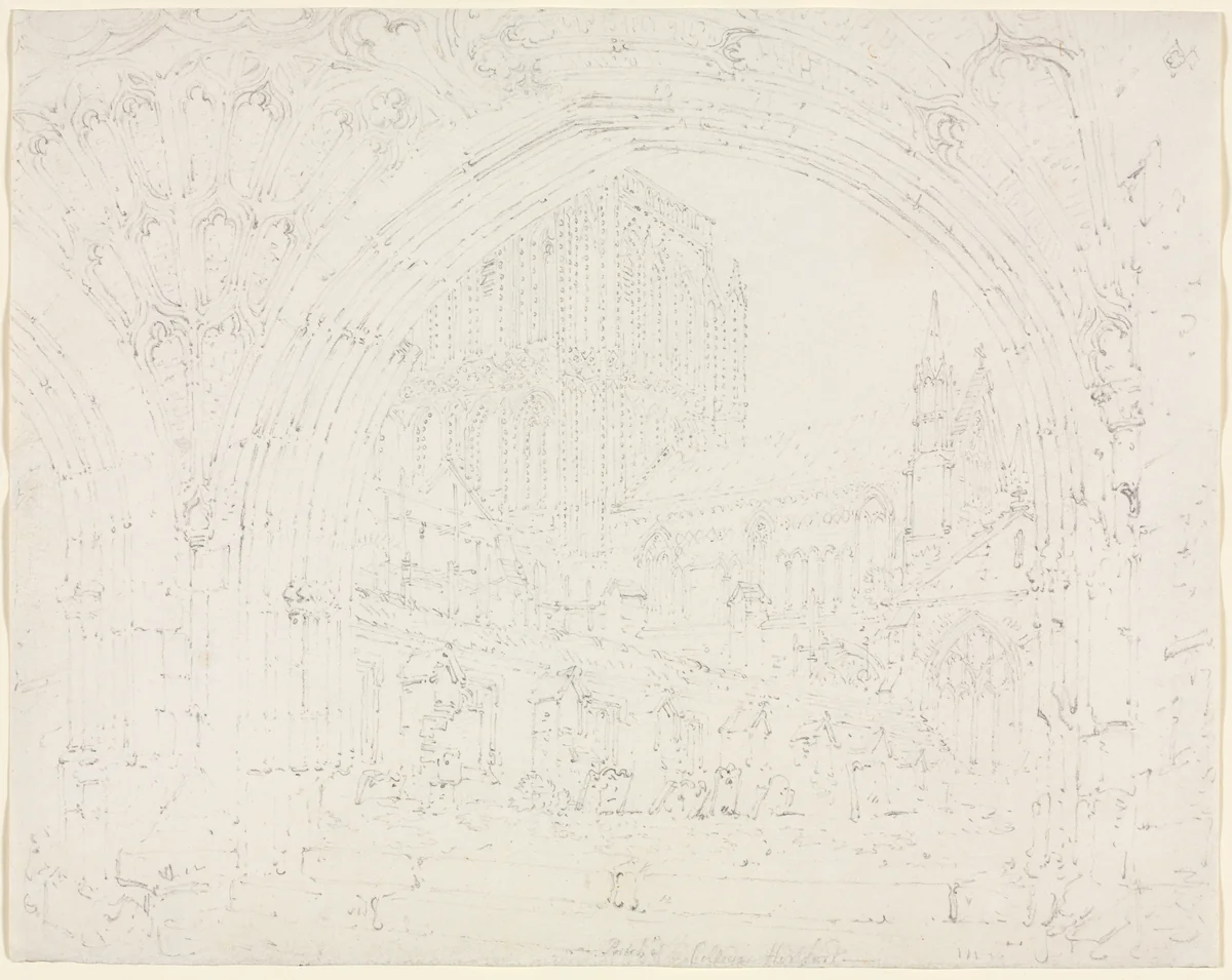 Hereford Cathedral by Joseph Turner, drawing, 1788-1798
