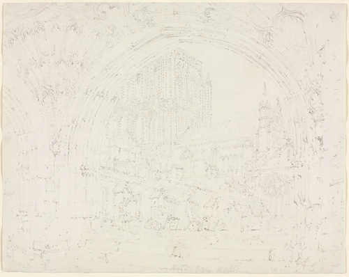 Hereford Cathedral by Joseph Turner, drawing, 1788-1798