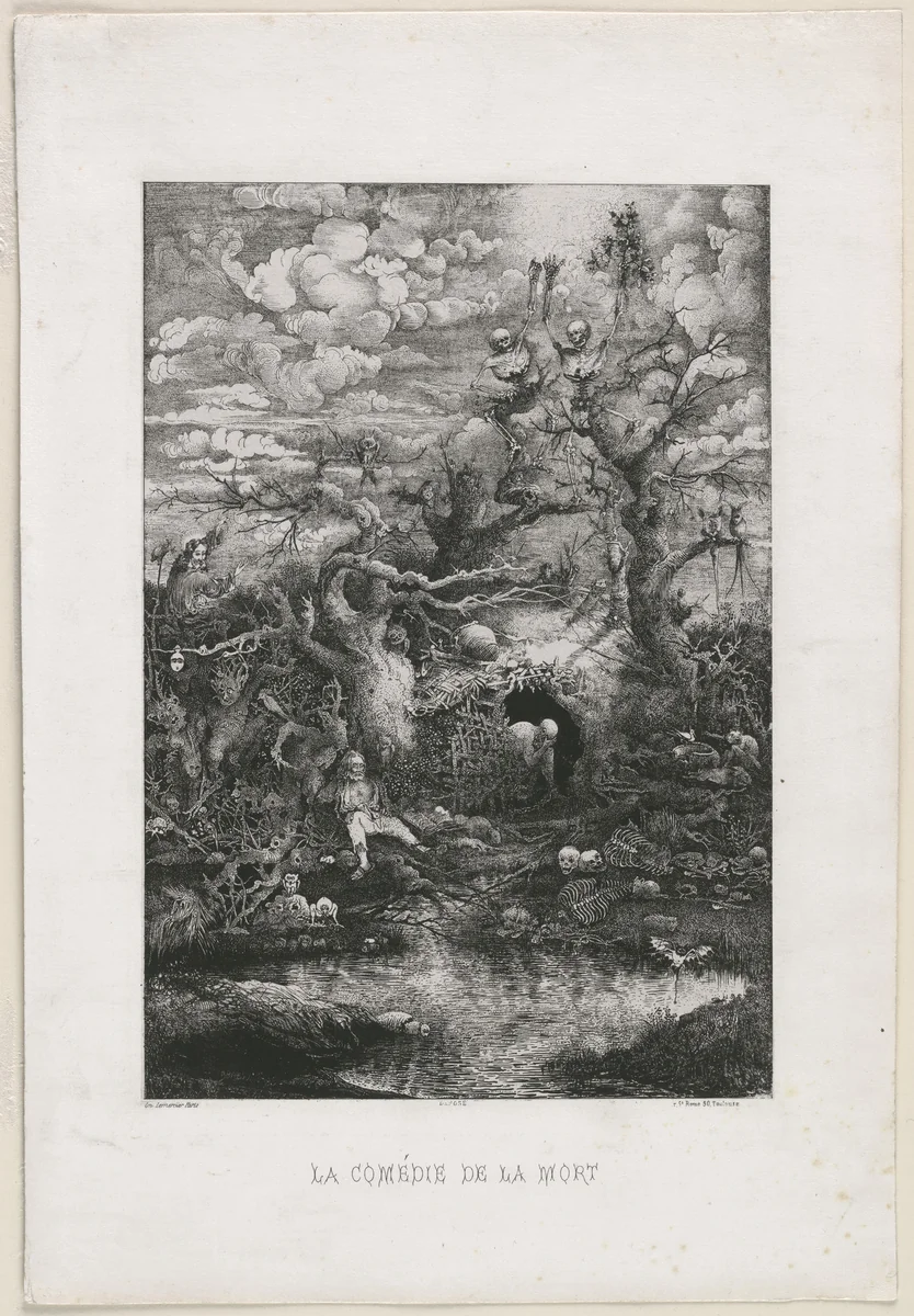 The Comedy of Death by Rodolphe Bresdin, print, 1854