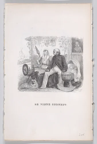 The Old Sergeant, from "The Complete Works of Béranger" by J. J. Grandville, print, 1836