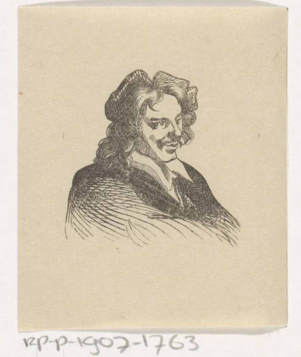 Portret van een kunstenaar by Coenraad Hamburger, print, 1842-1843