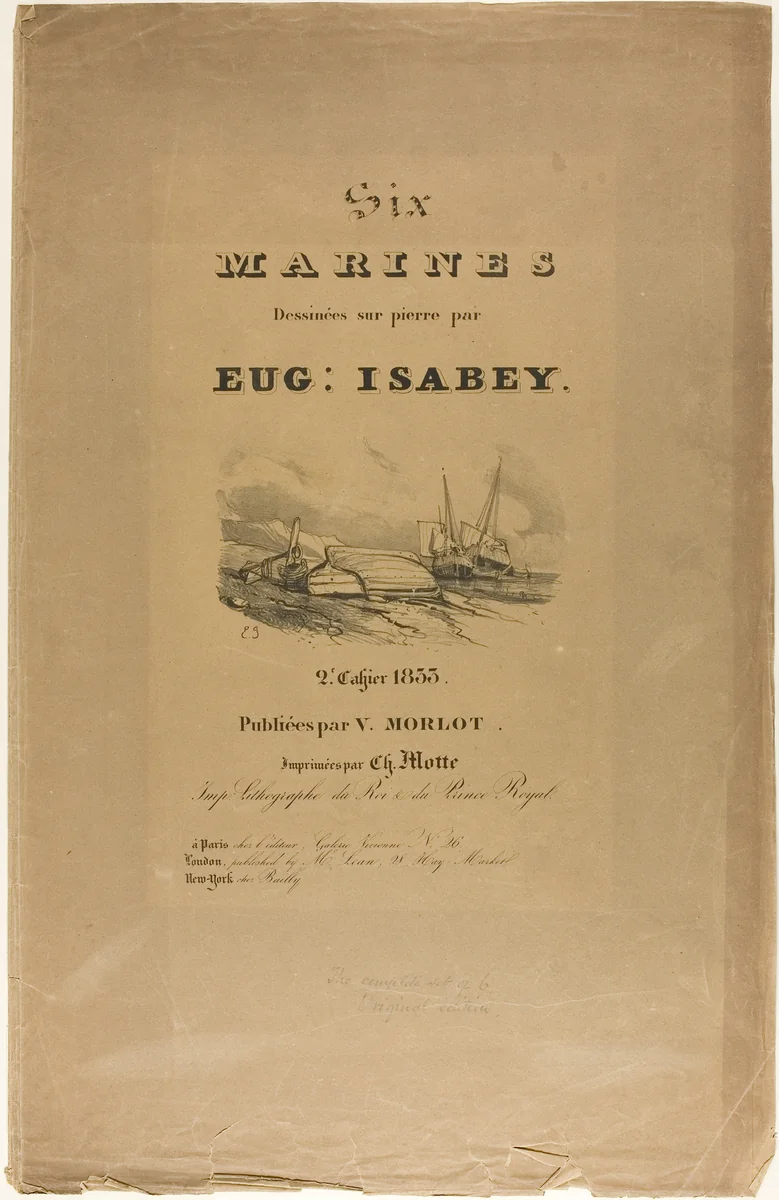 Portfolio Cover, for Six Marines by Eugène Isabey, print, 1833