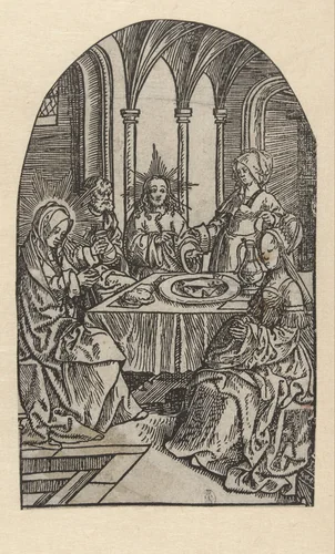 Christus bij Maria en Martha by Jacob Cornelisz van Oostsanen, print, 1507