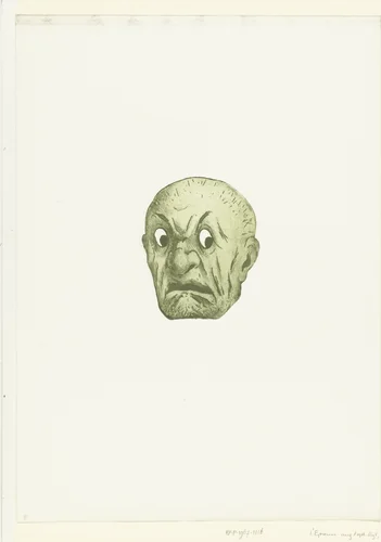 Masker met gezicht van man by Henri Charles Guérard, print, 1895