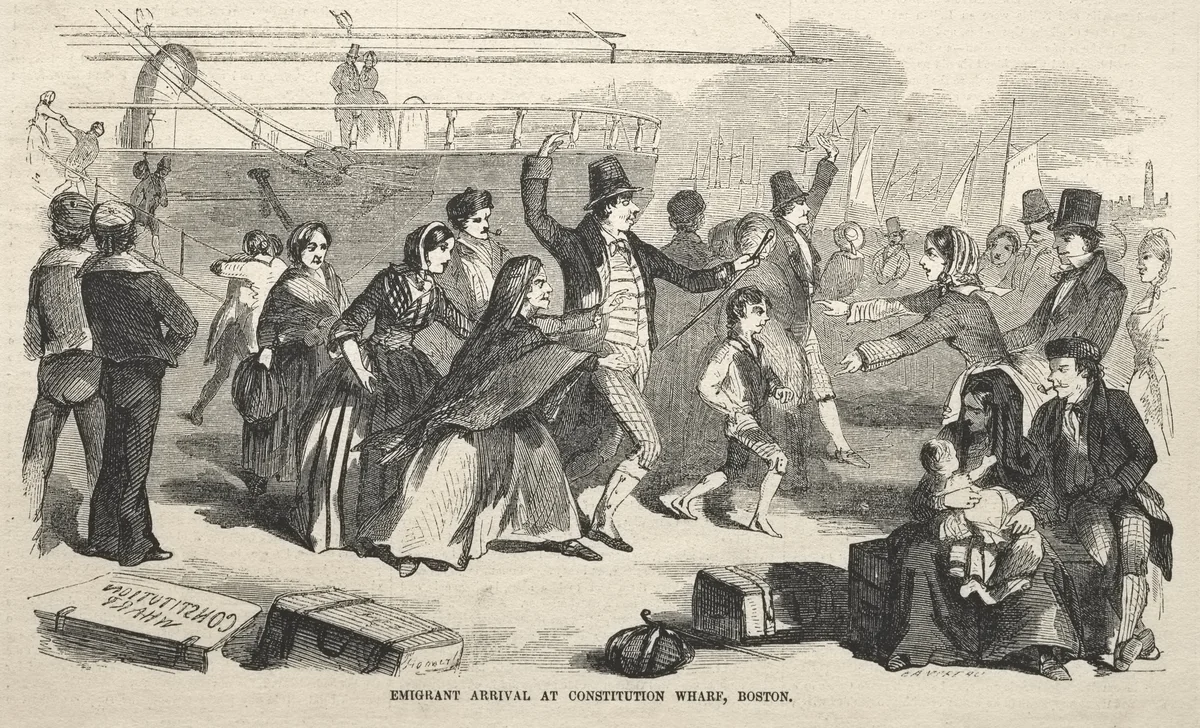 Emigrant Arrival at Constitution Wharf, Boston by Winslow Homer, print, 1857