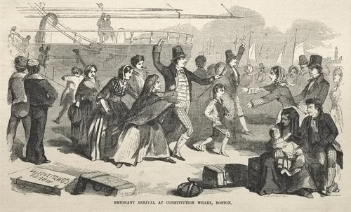 Emigrant Arrival at Constitution Wharf, Boston by Winslow Homer, print, 1857