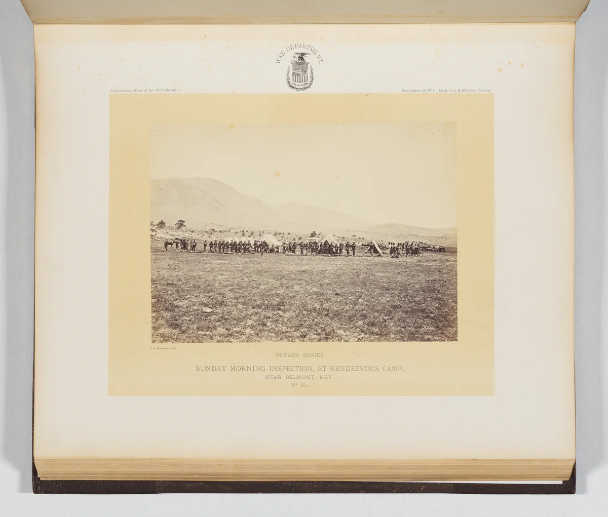 Sunday Morning Inspection, At Rendezvous Camp, Near Belmont, Nevada by Timothy O'Sullivan, photograph, 1871