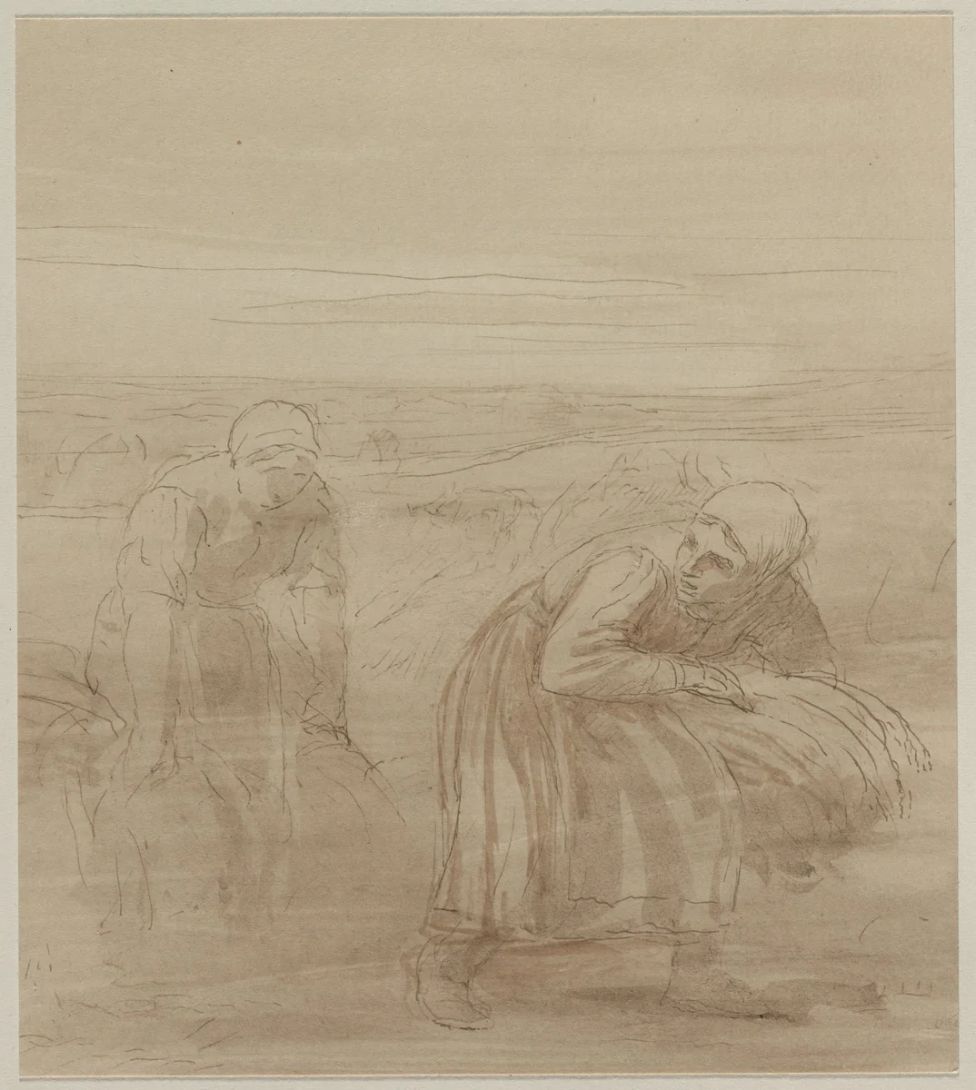 Les Glaneuses by Alphonse Legros, drawing, 1850-1911
