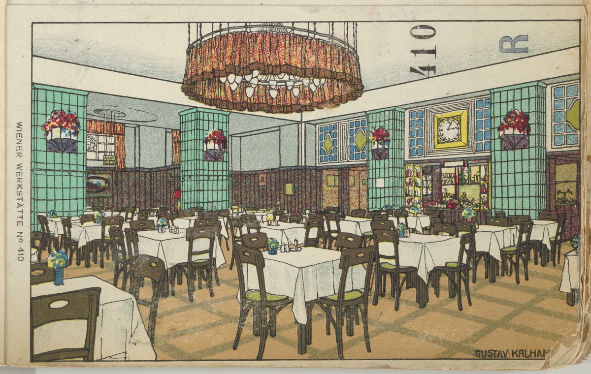 National Railway Station Restaurant, Vienna X, Josef Pohl (Restaurant Staatsbahnhof, Wien X, Josef Pohl) by Gustav Kalhammer, print, 1911