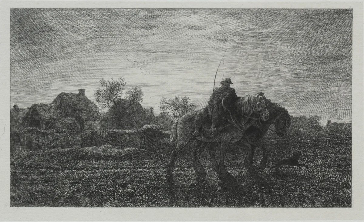 The Morning by Charles-Émile Jacque, print, 1864