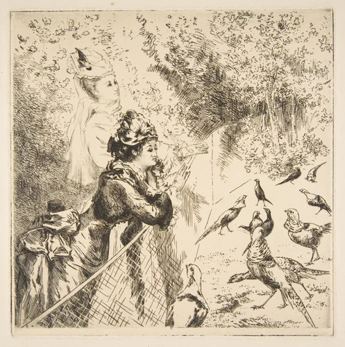 In the Zoological Garden by Félix Bracquemond, print, 1868-1878