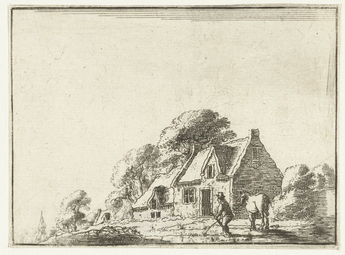 Landschap met een boerderij by Gilles Neyts, print, 1643-1681