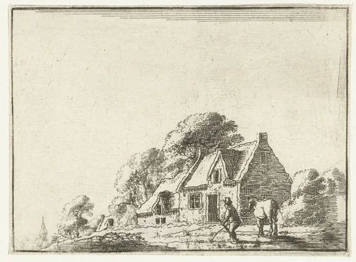 Landschap met een boerderij by Gilles Neyts, print, 1643-1681