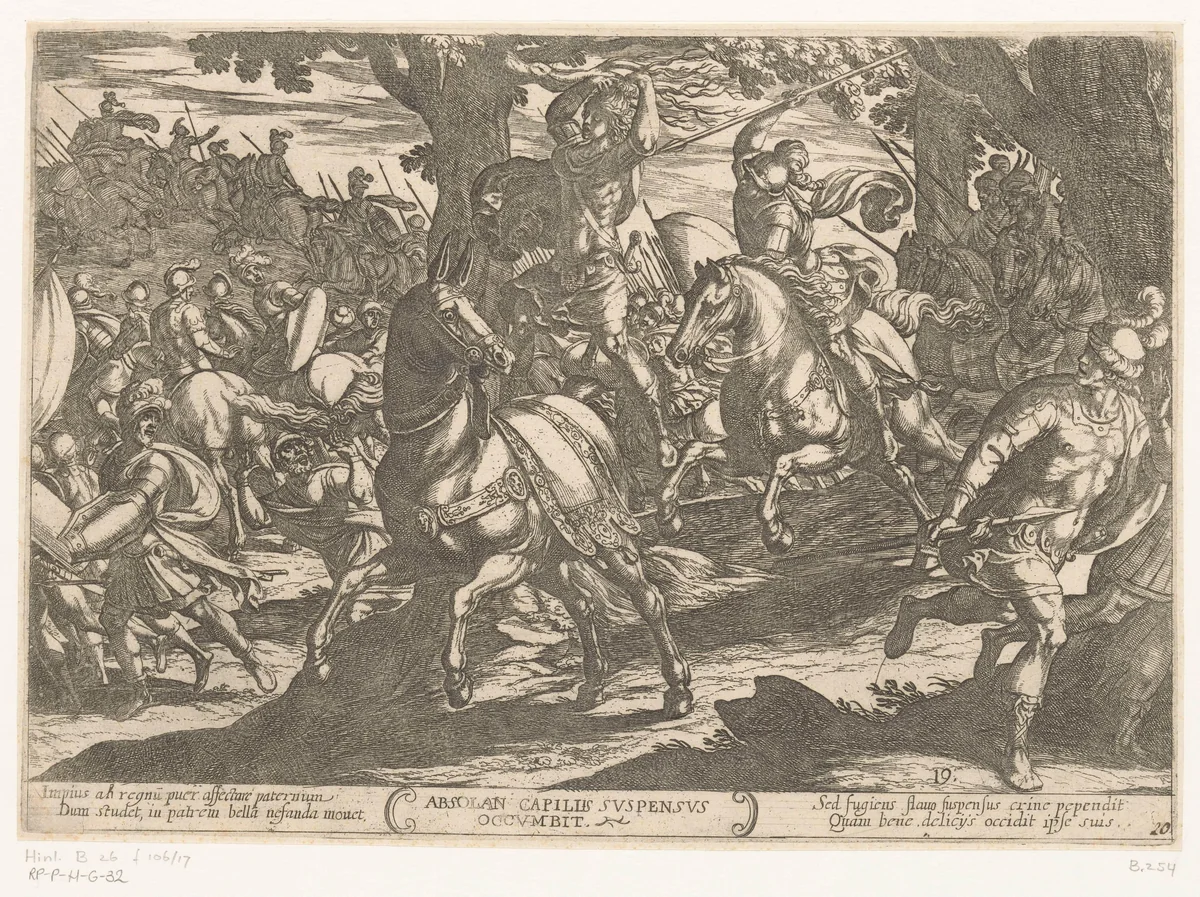 Absalom door Joab gedood by Antonio Tempesta, print, 1613