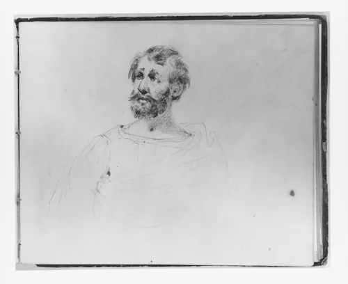 Bearded Man in a Toga (from Sketchbook) by Francis William Edmonds, artwork, 1835-1839