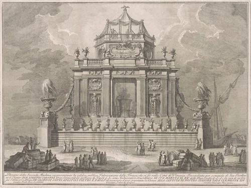 The Seconda Macchina for the Chinea of 1773: The Preparation of Theriac in Venice by Giuseppe Vasi, print, 1773