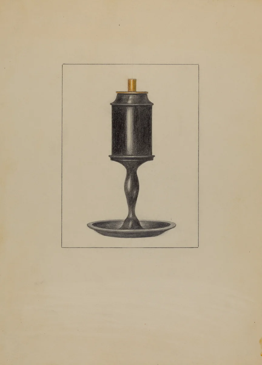 Pewter Lamp by Bessie Forman, index of american design, 1936