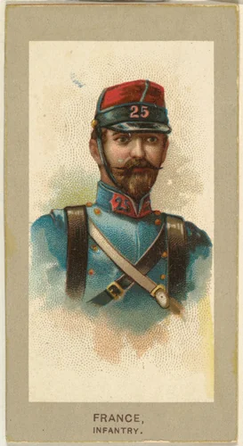 Infantry, France, from the Military Uniforms series (T182) issued by Abdul Cigarettes by Abdul Cigarettes, print, 1881