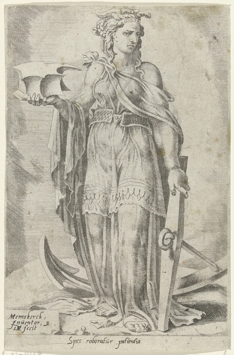 Hoop versterkt door geduld by Unknown, print, 1550