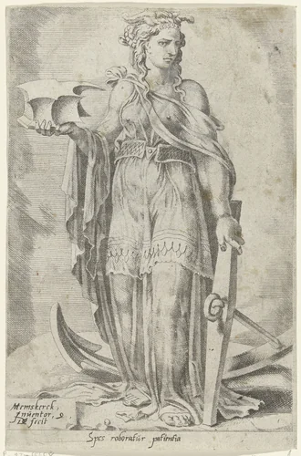 Hoop versterkt door geduld by Unknown, print, 1550