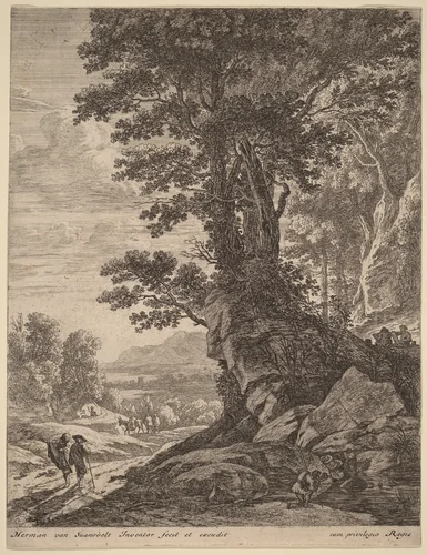 A Group of Trees by Herman van Swanevelt, print, 1600-1655