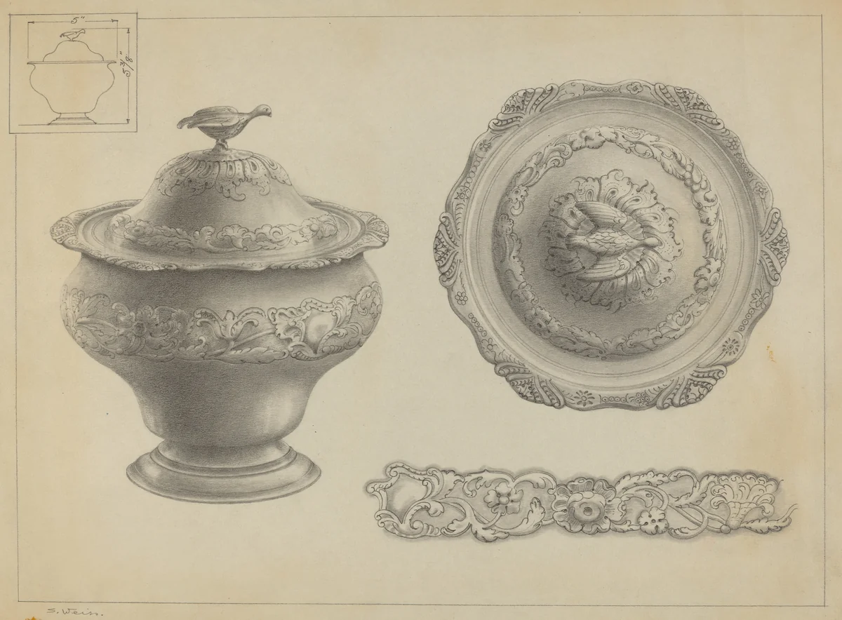 Silver Sugar Bowl by Simon Weiss, index of american design, 1937