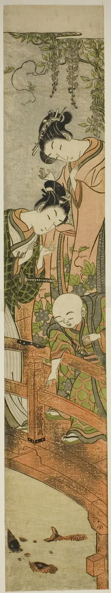 Feeding the Carp at Kameido by Isoda Koryusai, print, 1766-1776