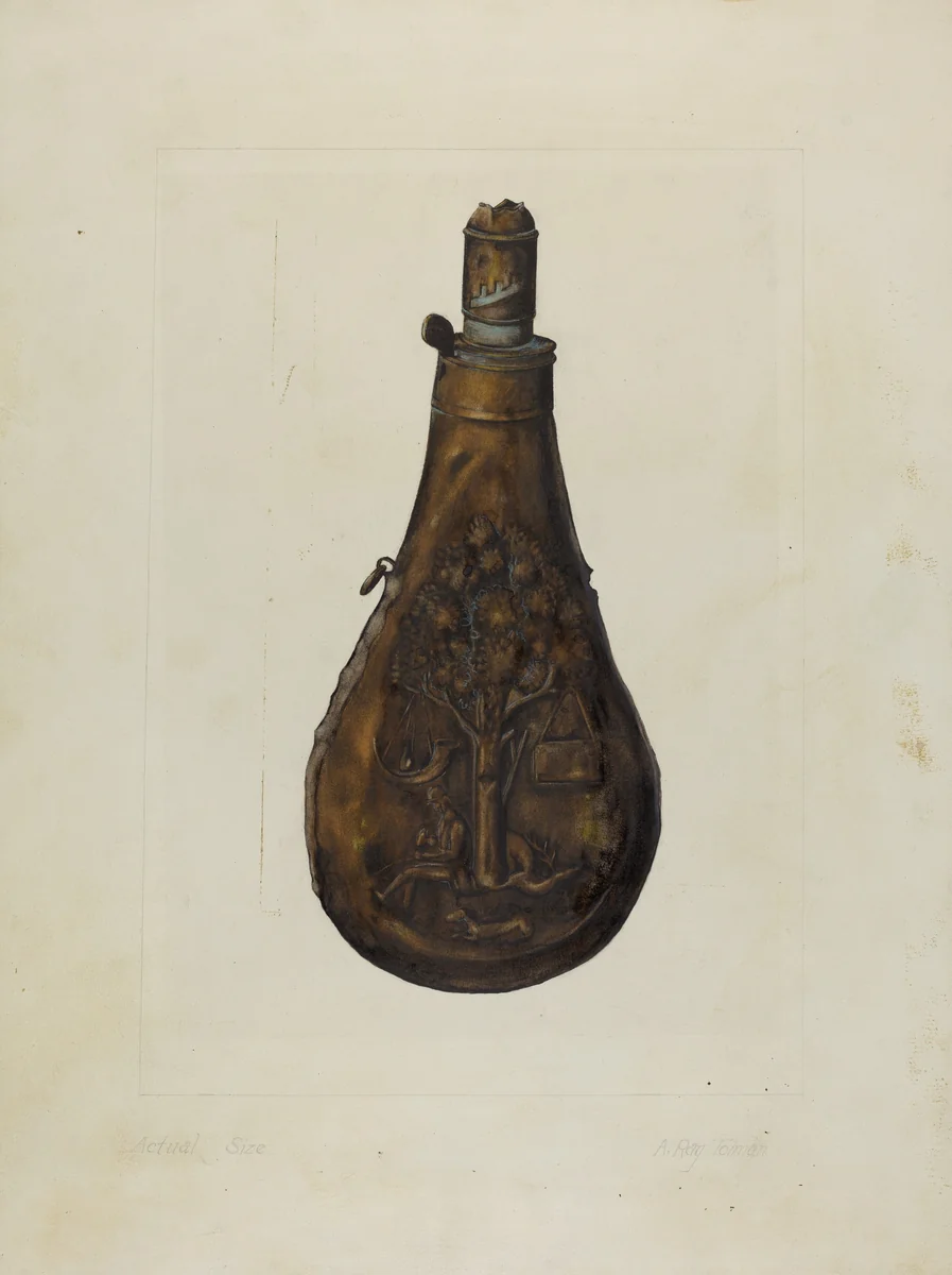 Powder Flask by A.R. Tolman, index of american design, 1935-1942