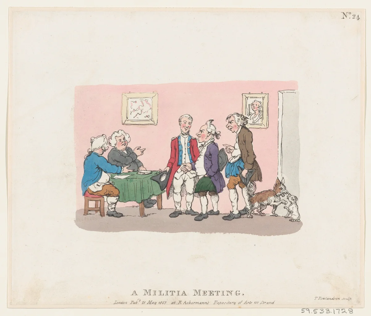 A Militia Meeting by Thomas Rowlandson, print, 1803